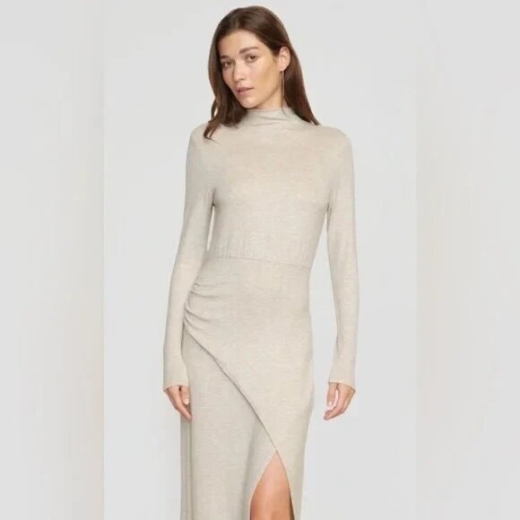 Modern Citizen Dresses & Skirts - Modern Citizen Suki Mock-Neck Side-Slit Dress Oatmeal Size M